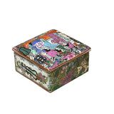 3.75" Oriental Famille Rose Color Graphic Porcelain Square Box GB226S