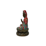 Vintage Cloisonne Enamel Lotus Base Bodhisattva Metal Buddha Statue GB235S