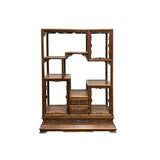 Pair Chinese Vintage Brown Stain Chest Height 51" Curio Display Cabinets GB239ABS