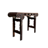 Vintage Oriental Brown Scroll End RuYi Apron Altar Console Table GB243S