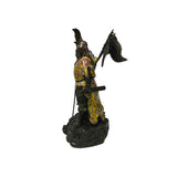 Vintage Cloisonne Yellow Enamel General Guan Yu Warrior Metal Statue GB244S