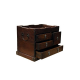 Oriental Small Drawer Burl Pattern Accent Treasure Chest Box GB265S