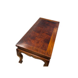 15" Brown Wood Rectangular Cabriole Style Claw Legs Display Stand Riser GB276S