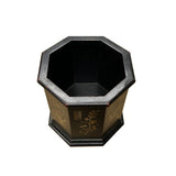 Chinese Dark Brown Natural Patina Mother of Pearl Brush Pen Holder Art GB277S