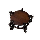 4.75" Dark Brown Round Top 5 Curved Legs Wood Display Stand Riser Easel GB278S