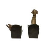 Gray Brown Ceramic Greyhounds on Chair Figure Bookend Stopper GB287S