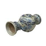 Oriental Distressed White Blue Relief People Motif Porcelain Art Vase GB289S