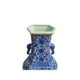 Chinese Blue & White Porcelain Hexagon Lotus Flower Vase GB317S