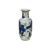 Oriental Blue White People House Gathering Graphic Porcelain Art Vase GB331S