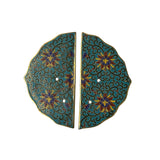 Set Turquoise Enamel Cloisonne Flower Shape Metal Decor Plaque Art GB348S
