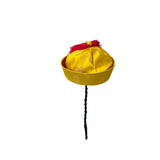 Chinese Royal Yellow Qing Style Silk Kid Hat Decorative Display Art GB380S