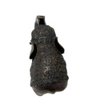 Vintage Dark Brown Metal Elephant Trunk Up Accent Figure GB589S