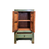 Distressed Light Teal Color Slim End Table Nightstand Cabinet GB594S