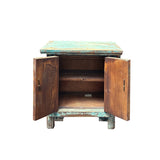 16.25" Distressed Light Blue 2 Doors End Table Nightstand Chest GB595S