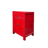 Distressed Rustic Rough Bright Red Drawer Small End Table Nightstand GB599S