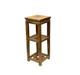 Vintage Patina Square Slim Wood Pedestal Display Stand Side Table GB619AS