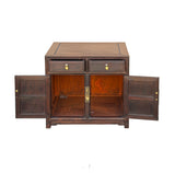 Vintage Brown Wood Patina Deep Wide Side End Table Nightstand Cabinet GB622AS