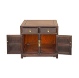 Vintage Brown Wood Patina Deep Wide Side End Table Nightstand Cabinet GB622BS