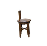 Vintage Rustic Patina Round Seat Cross 4 Legs Wood Bench Stool Table GB625S