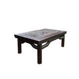 Brown Oriental Round Legs Dragon Motif Rectangular Display Table Stand GB638S /gb585