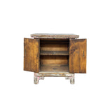 16.25" Distressed Pink Brown 2 Doors End Table Nightstand Chest GB639S /gb586