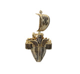 Vintage Asian Cream Bone Inset Treasure Ship Display Art Figure GB646S