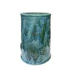 Vintage Distressed Marks Turquoise Green Lotus Fishes Ceramic Holder GB651S