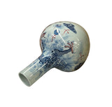 Oriental Blue Red Dragon Graphic Fat Body White Porcelain Art Vase GB655S