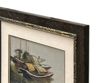 Vintage Embroidery River Vessel Boats Rectangular Framed Art GB663S