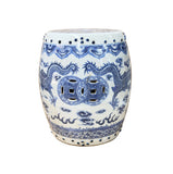 9.5" Chinese Blue White Porcelain Double Dragons Round Shape Stand Display Art GB677S