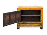 Distressed Yellowish Floral Graphic Mid Size Credenza Sideboard Cabinet GB682S