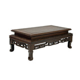 Rectangular Natural Wood Pattern Brown Open Work Table Top Display Stand Easel GB702S