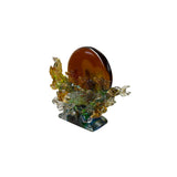 Crystal Glass Wild Horses Galloping Orange Sun Moon Back Sculpture Figure GB711S