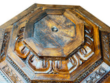 4.5" Vintage Octagonal Wood Carved Steps Lotus Motif Display Base Stand GB724S