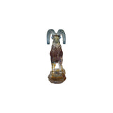 Crystal Glass Ram Standing on Rock Mix Color Art Figure GB733S