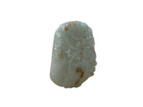 Natural Jade Stone Carved Buddha Fishes Lotus Leaf Display Pendant Art GB739S