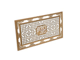 58" Chinese Rectangular Flower Birds Geometric Wood Wall Panel GB769S