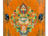 Distressed Light Orange Tibetan Style Jewel Symbol Round Drum Table GB770S