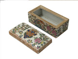 Vintage Chinese Famiile Rose Enamel Graphic Rectangular Porcelain Box GB775S