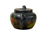 Oriental Zisha Clay Black Glaze Foo Dogs Lions Graphic Display Art Teapot GB779S