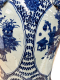 20" Chinese Blue White Flower Vases Scroll Leafy Pattern Porcelain Temple General Jar GB818S