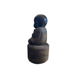 25" Oriental Chinese Zen Young Monk Siting Meditation Stone Statue GB823S