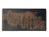 Chinese Black Lacquer Golden Graphic Bridge Shape Ink Display Art GB835S