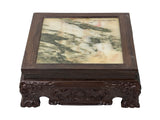 Rectangular Dream Stone Inlaid Rosewood Foo Dog Lions Motif Display Stand GB837S