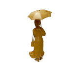 Light Tan Wood Crafted Lady Holding Umbrella Art Figure GB845S