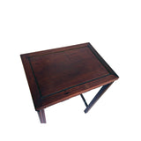 Vintage Oriental Simple Geometric Apron Rectangular Brown Side Table GB846S