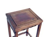 Vintage Oriental Simple Geometric Apron Rectangular Brown Side Table GB849S
