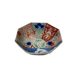 Vintage Oriental Imari Octagonal Palette Graphic Porcelain Bowl Art GB855S
