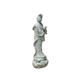 Vintage Off White Porcelain Standing Bodhisattva GuanYin Music Vessel Statue GB860S