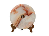 9.75" Natural White Brown Onyx Stone Round Fengshui Home Decor Display GB887S